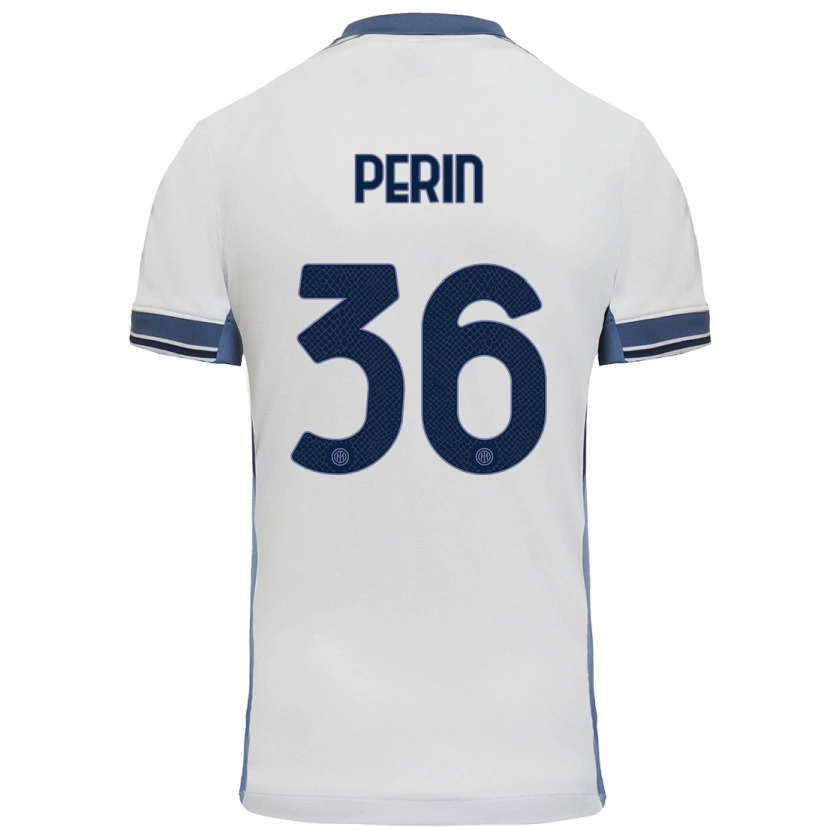 Danxen Hombre Camiseta Nicolo Perin #36 Blanco Gris 2ª Equipación 2024/25 La Camisa México