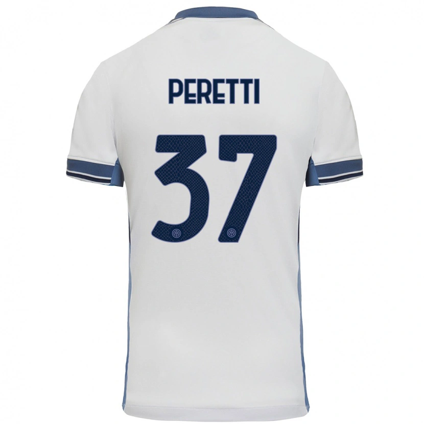 Danxen Hombre Camiseta Lorenzo Peretti #37 Blanco Gris 2ª Equipación 2024/25 La Camisa México
