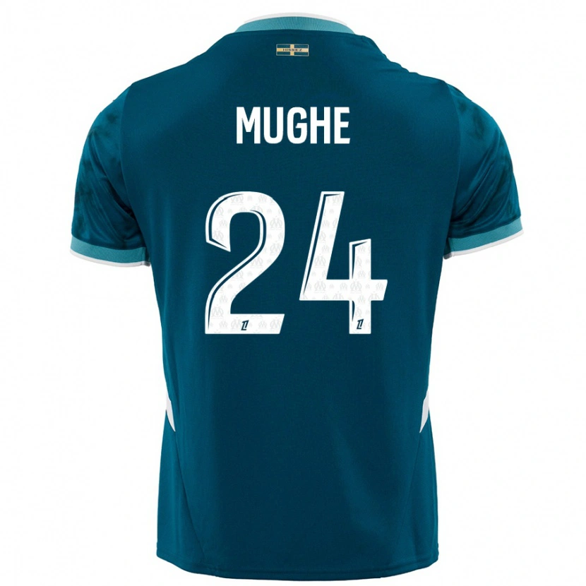 Danxen Hombre Camiseta François Mughe #24 Azul Turquesa 2ª Equipación 2024/25 La Camisa México