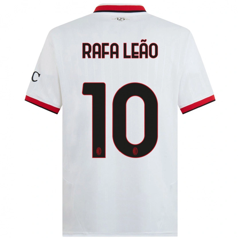 Danxen Hombre Camiseta Rafael Leão #10 Blanco Negro Rojo 2ª Equipación 2024/25 La Camisa México
