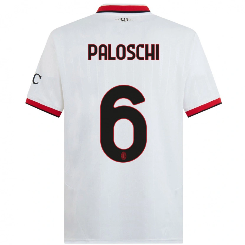 Danxen Hombre Camiseta Dorian Paloschi #6 Blanco Negro Rojo 2ª Equipación 2024/25 La Camisa México