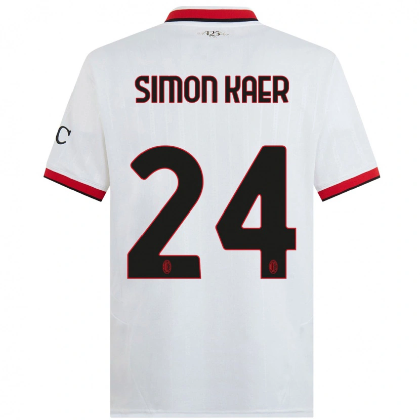 Danxen Hombre Camiseta Simon Kaer #24 Blanco Negro Rojo 2ª Equipación 2024/25 La Camisa México