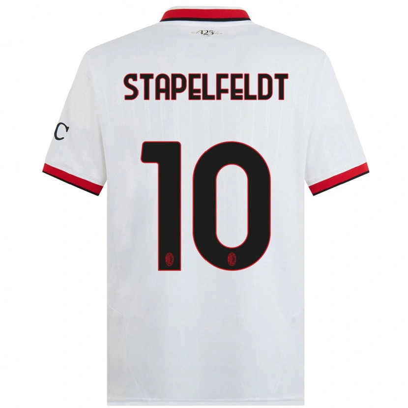 Danxen Hombre Camiseta Nina Stapelfeldt #10 Blanco Negro Rojo 2ª Equipación 2024/25 La Camisa México