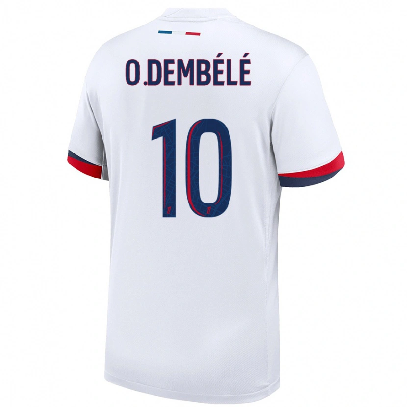 Danxen Hombre Camiseta Ousmane Dembélé #10 Blanco Azul Rojo 2ª Equipación 2024/25 La Camisa México