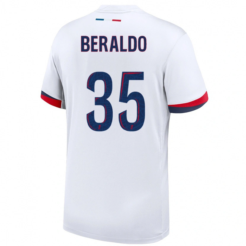Danxen Hombre Camiseta Lucas Beraldo #35 Blanco Azul Rojo 2ª Equipación 2024/25 La Camisa México