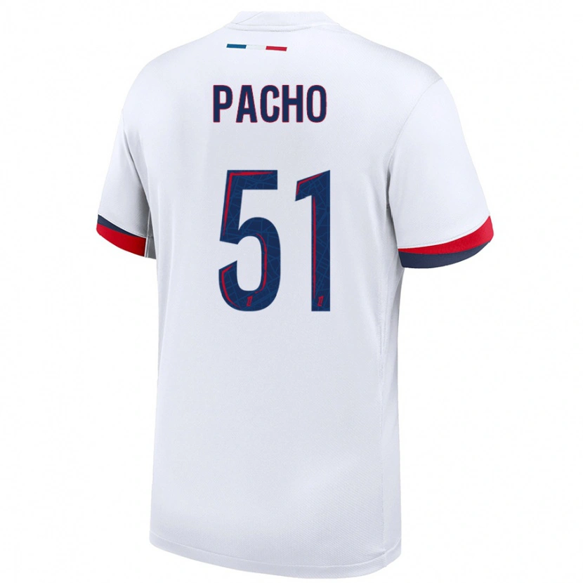 Danxen Hombre Camiseta Willian Pacho #51 Blanco Azul Rojo 2ª Equipación 2024/25 La Camisa México