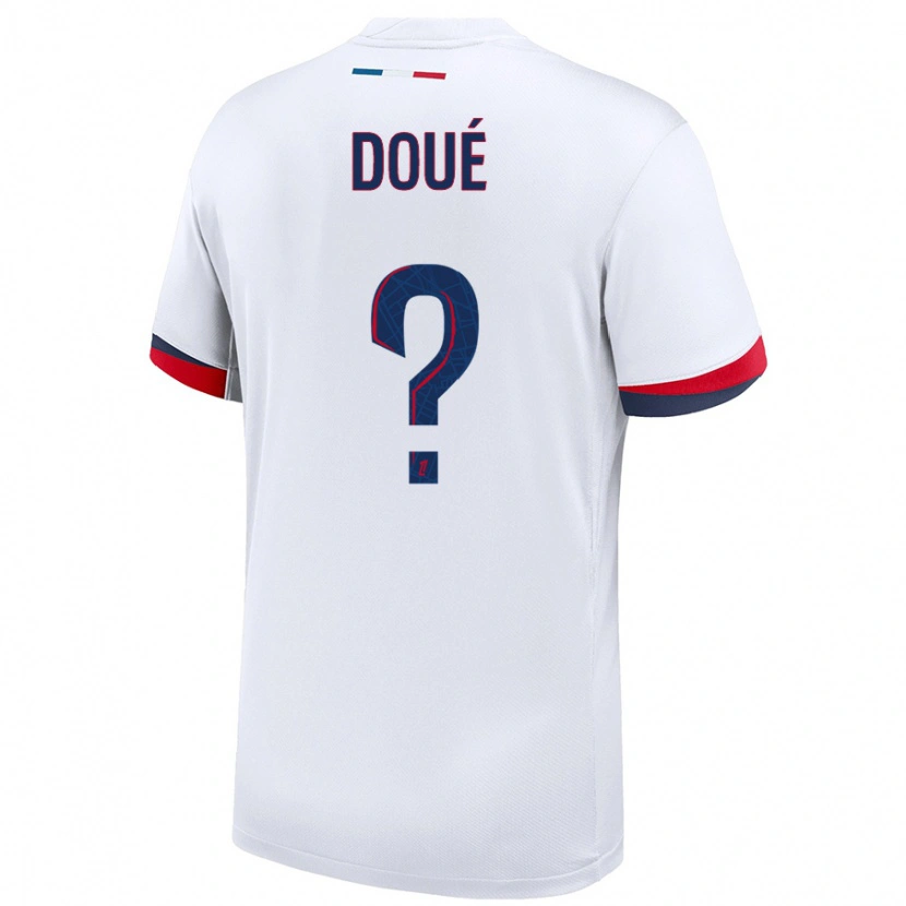 Danxen Hombre Camiseta Gueladan Doué #0 Blanco Azul Rojo 2ª Equipación 2024/25 La Camisa México