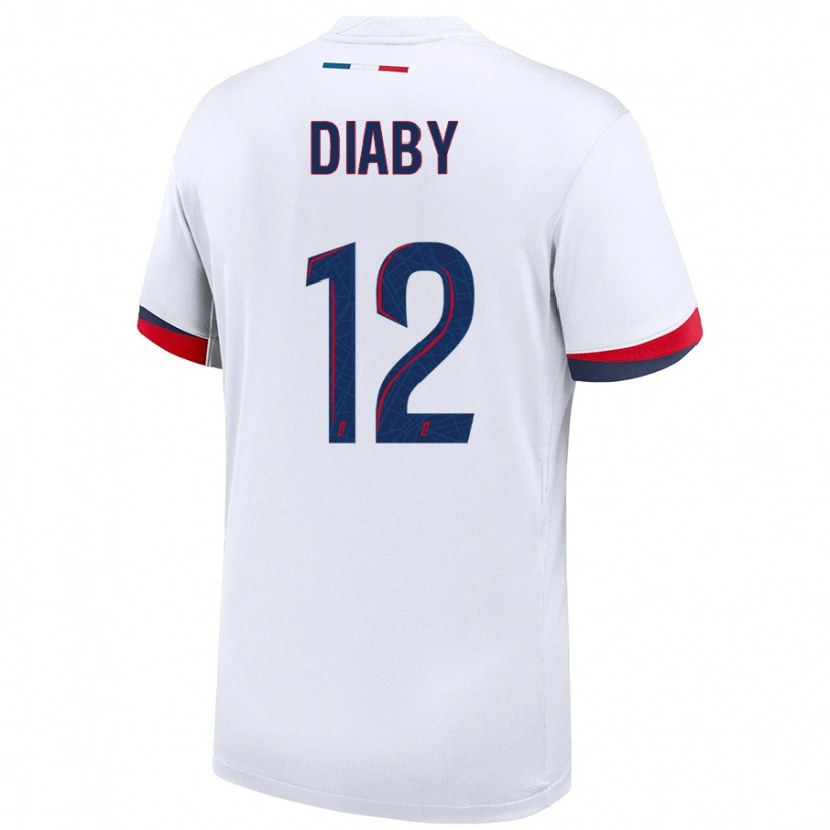 Danxen Hombre Camiseta Ibrahima Diaby #12 Blanco Azul Rojo 2ª Equipación 2024/25 La Camisa México