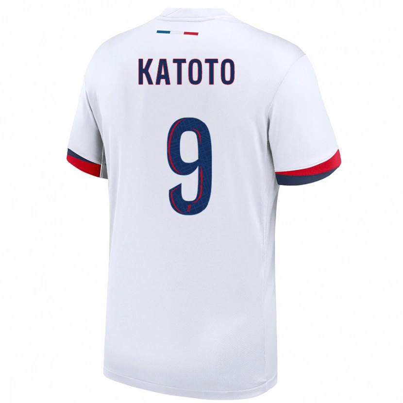 Danxen Hombre Camiseta Marie-Antoinette Katoto #9 Blanco Azul Rojo 2ª Equipación 2024/25 La Camisa México