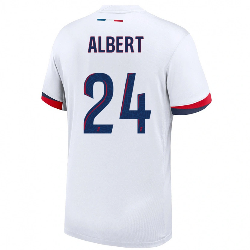 Danxen Hombre Camiseta Korbin Albert #24 Blanco Azul Rojo 2ª Equipación 2024/25 La Camisa México