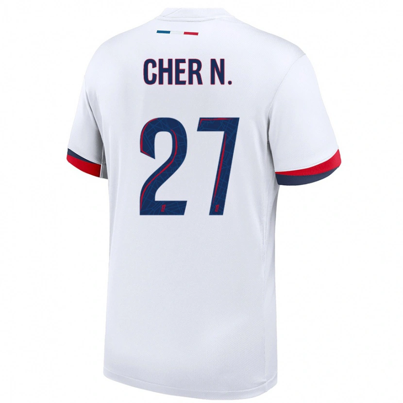 Danxen Hombre Camiseta Cher Ndour #27 Blanco Azul Rojo 2ª Equipación 2024/25 La Camisa México