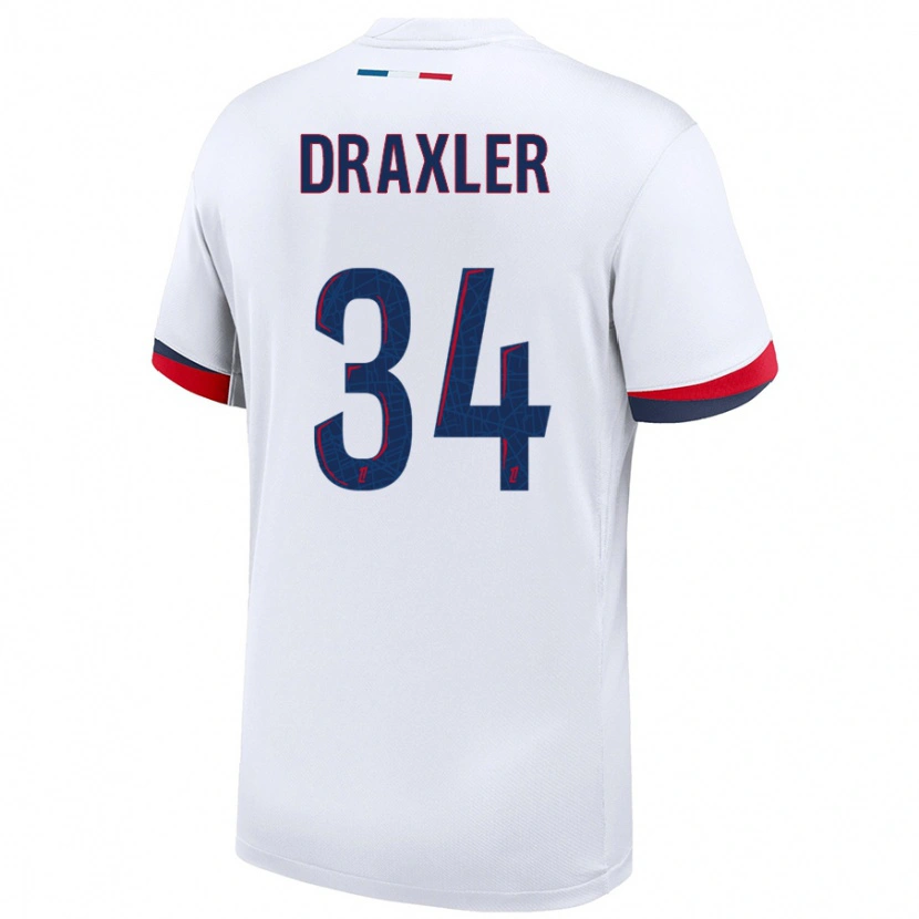 Danxen Hombre Camiseta Julian Draxler #34 Blanco Azul Rojo 2ª Equipación 2024/25 La Camisa México