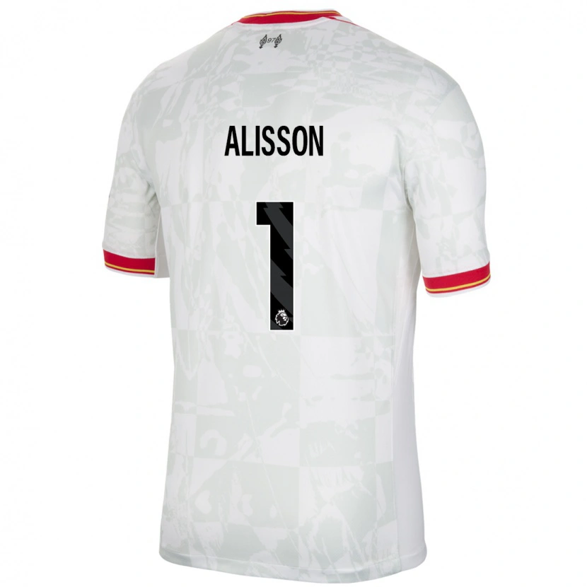 Danxen Hombre Camiseta Alisson #1 Blanco Rojo Negro Equipación Tercera 2024/25 La Camisa México