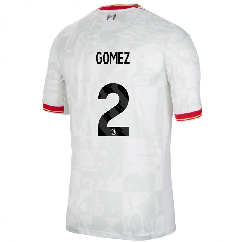 Danxen Hombre Camiseta Joe Gomez #2 Blanco Rojo Negro Equipación Tercera 2024/25 La Camisa México