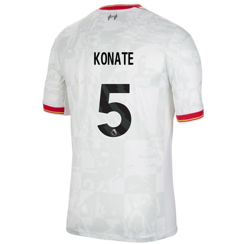 Danxen Hombre Camiseta Ibrahima Konaté #5 Blanco Rojo Negro Equipación Tercera 2024/25 La Camisa México