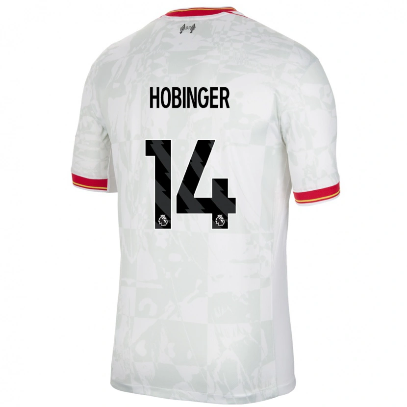 Danxen Hombre Camiseta Marie Höbinger #14 Blanco Rojo Negro Equipación Tercera 2024/25 La Camisa México