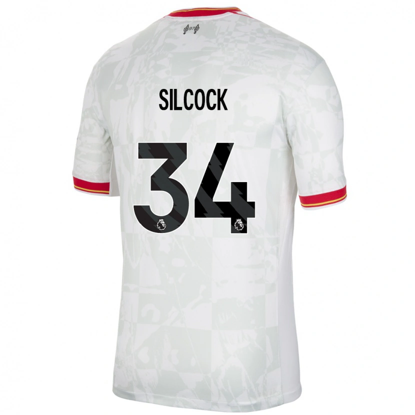 Danxen Hombre Camiseta Hannah Silcock #34 Blanco Rojo Negro Equipación Tercera 2024/25 La Camisa México