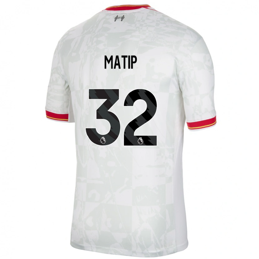 Danxen Hombre Camiseta Joel Matip #32 Blanco Rojo Negro Equipación Tercera 2024/25 La Camisa México
