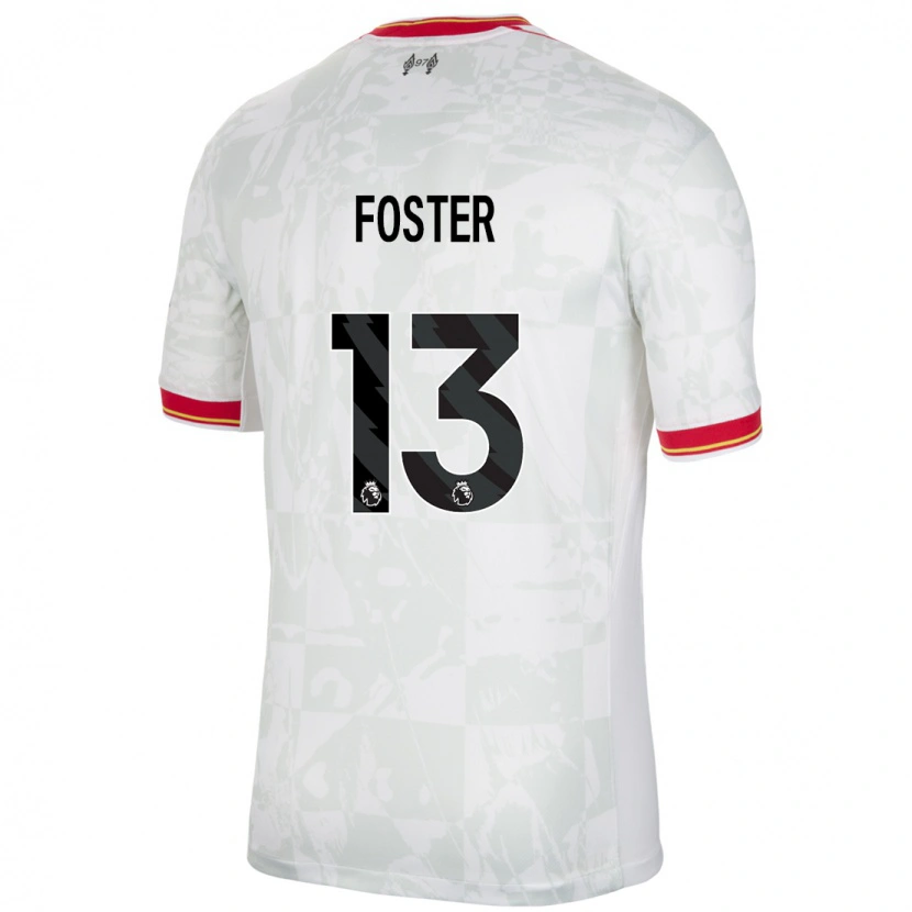 Danxen Hombre Camiseta Rylee Foster #13 Blanco Rojo Negro Equipación Tercera 2024/25 La Camisa México