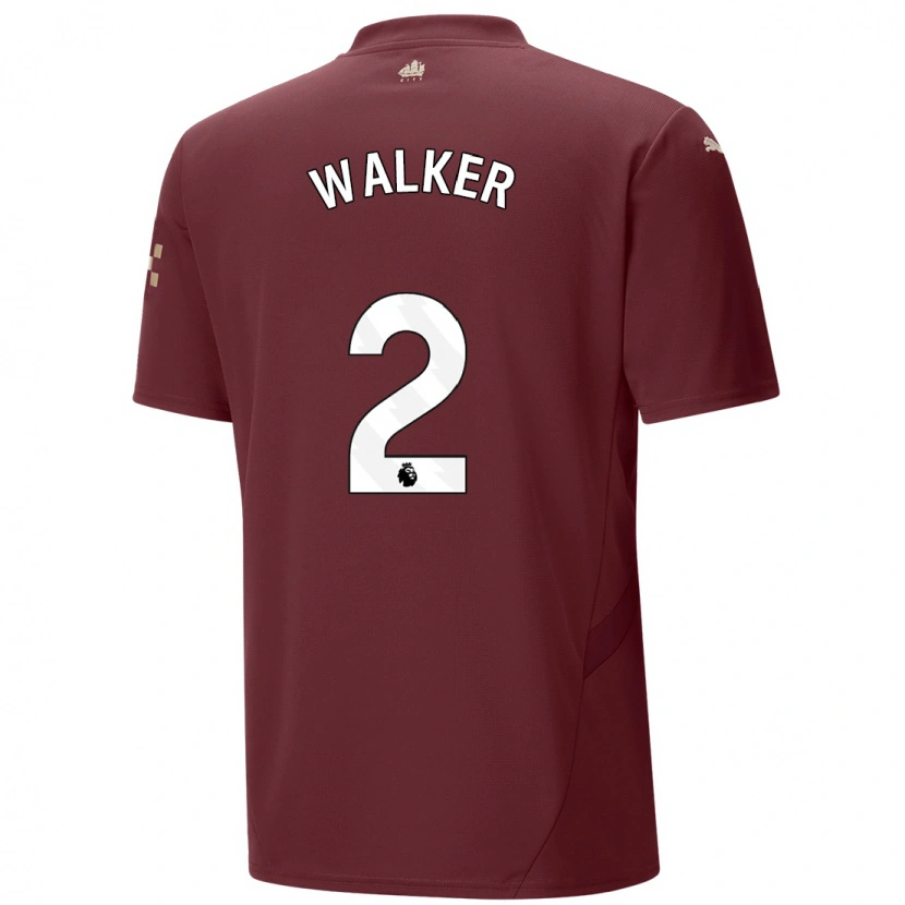 Danxen Hombre Camiseta Kyle Walker #2 Granate Equipación Tercera 2024/25 La Camisa México