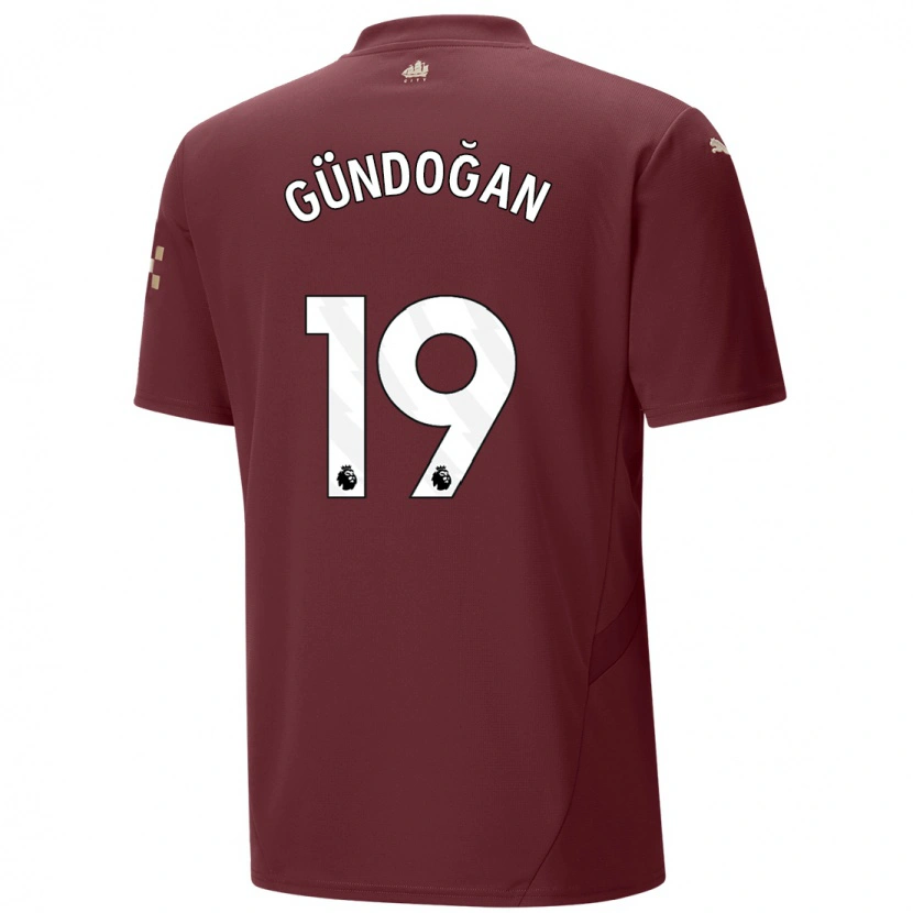 Danxen Hombre Camiseta İlkay Gündoğan #19 Granate Equipación Tercera 2024/25 La Camisa México