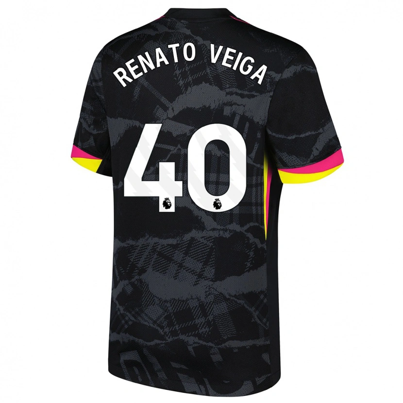 Danxen Hombre Camiseta Renato Veiga #40 Negro Rosa Equipación Tercera 2024/25 La Camisa México