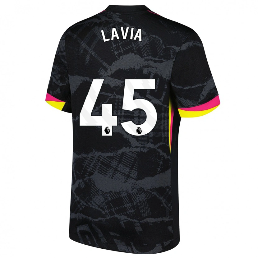 Danxen Hombre Camiseta Roméo Lavia #45 Negro Rosa Equipación Tercera 2024/25 La Camisa México