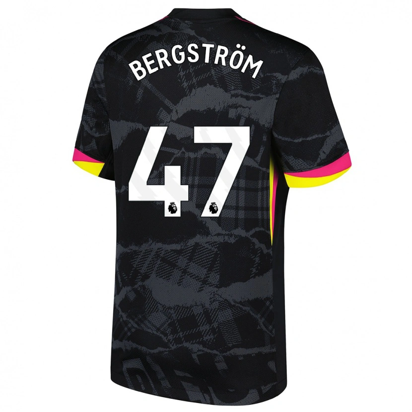 Danxen Hombre Camiseta Lucas Bergström #47 Negro Rosa Equipación Tercera 2024/25 La Camisa México