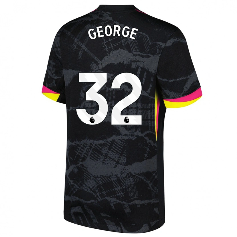 Danxen Hombre Camiseta Tyrique George #32 Negro Rosa Equipación Tercera 2024/25 La Camisa México