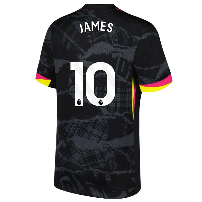 Danxen Hombre Camiseta Lauren James #10 Negro Rosa Equipación Tercera 2024/25 La Camisa México