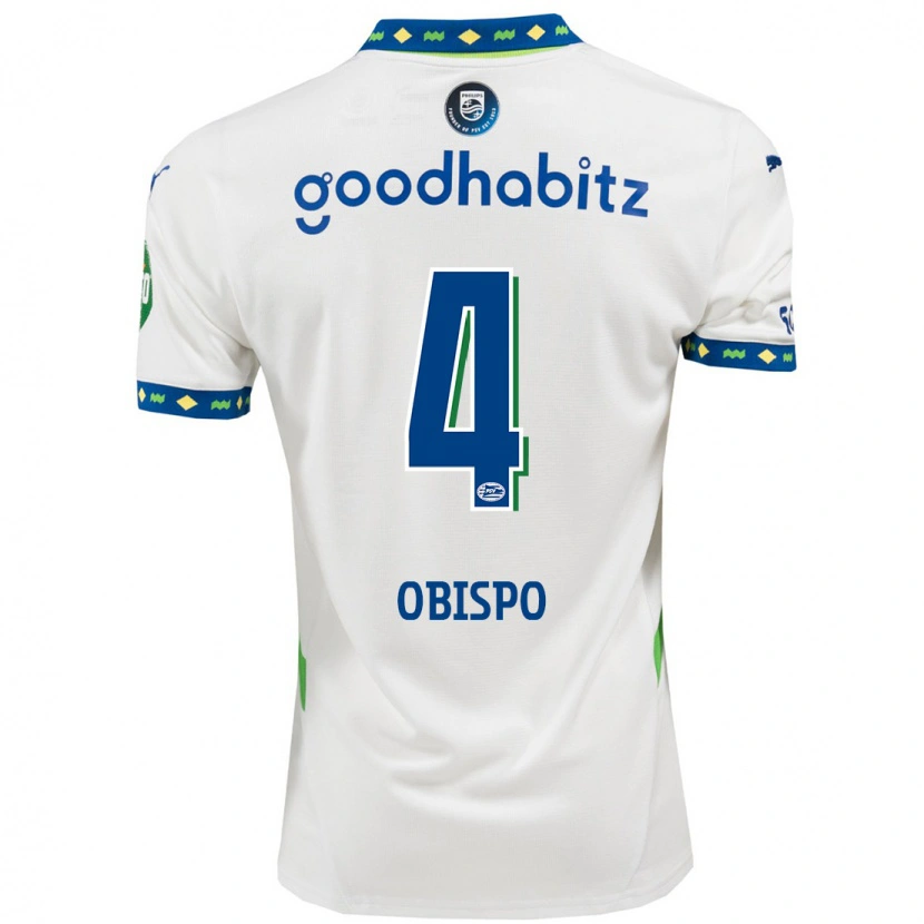 Danxen Hombre Camiseta Armando Obispo #4 Blanco Azul Oscuro Equipación Tercera 2024/25 La Camisa México