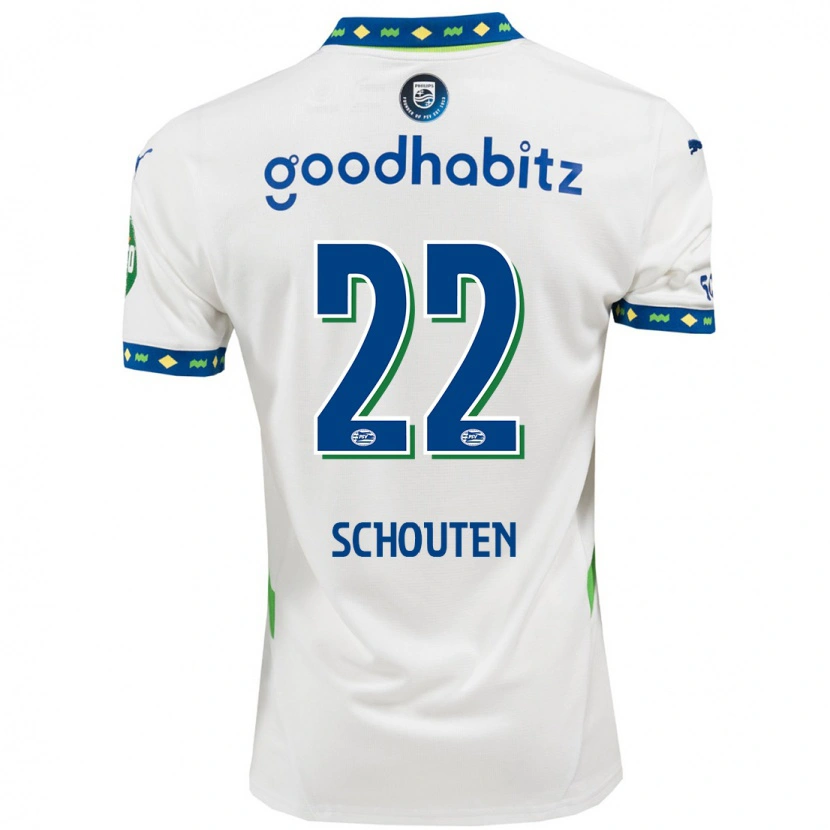 Danxen Hombre Camiseta Jerdy Schouten #22 Blanco Azul Oscuro Equipación Tercera 2024/25 La Camisa México