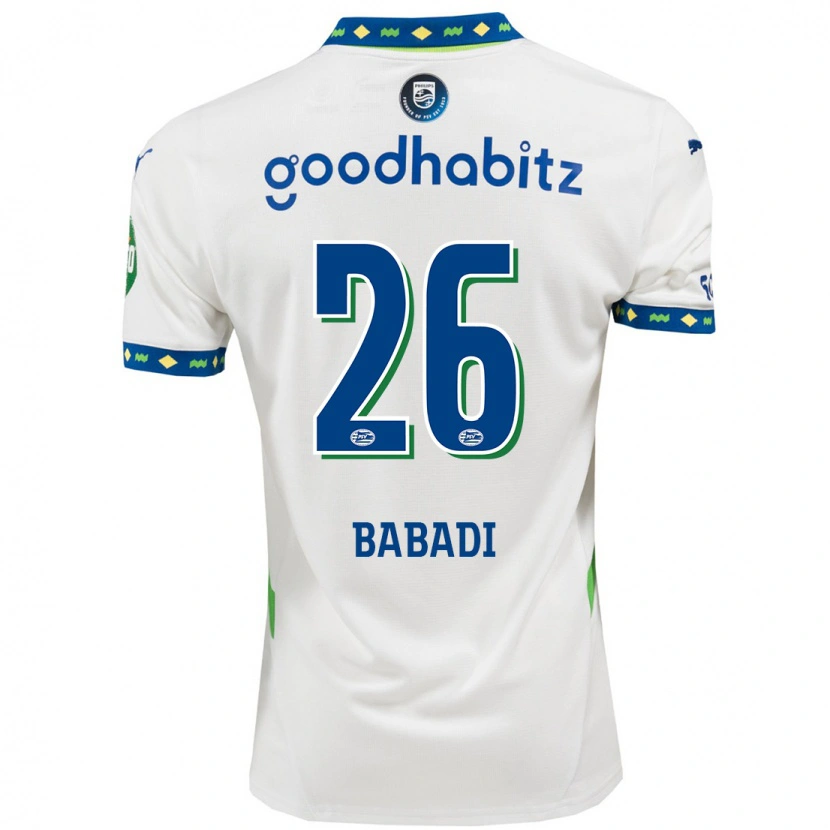 Danxen Hombre Camiseta Isaac Babadi #26 Blanco Azul Oscuro Equipación Tercera 2024/25 La Camisa México