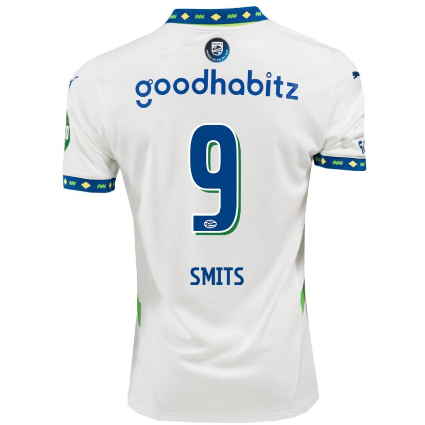 Danxen Hombre Camiseta Joëlle Smits #9 Blanco Azul Oscuro Equipación Tercera 2024/25 La Camisa México