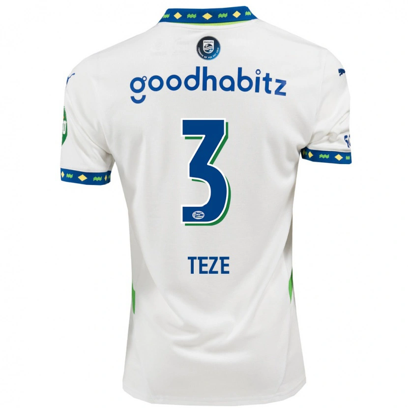 Danxen Hombre Camiseta Jordan Teze #3 Blanco Azul Oscuro Equipación Tercera 2024/25 La Camisa México