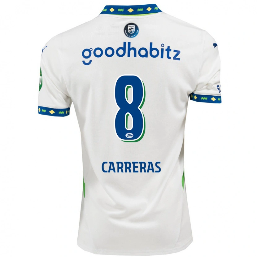 Danxen Hombre Camiseta Georgina Carreras #8 Blanco Azul Oscuro Equipación Tercera 2024/25 La Camisa México