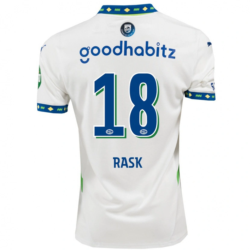 Danxen Hombre Camiseta Caroline Rask #18 Blanco Azul Oscuro Equipación Tercera 2024/25 La Camisa México