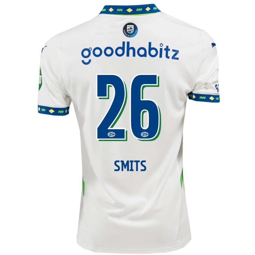 Danxen Hombre Camiseta Eef Smits #26 Blanco Azul Oscuro Equipación Tercera 2024/25 La Camisa México