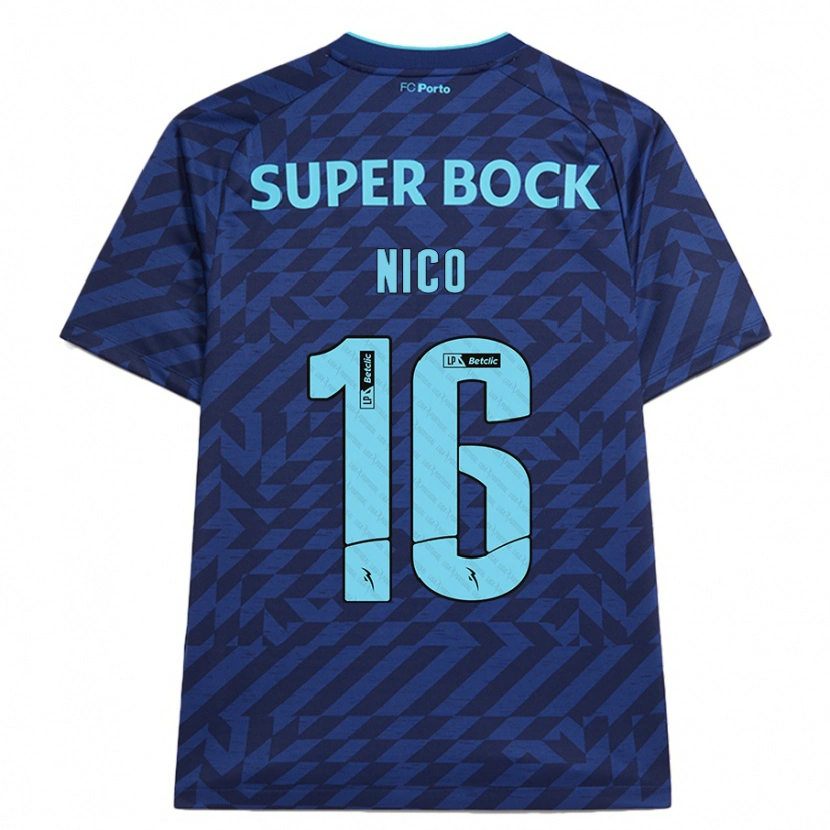 Danxen Hombre Camiseta Nico González #16 Azul Marino Equipación Tercera 2024/25 La Camisa México