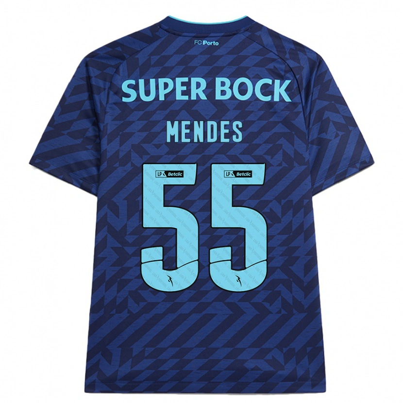 Danxen Hombre Camiseta João Mendes #55 Azul Marino Equipación Tercera 2024/25 La Camisa México