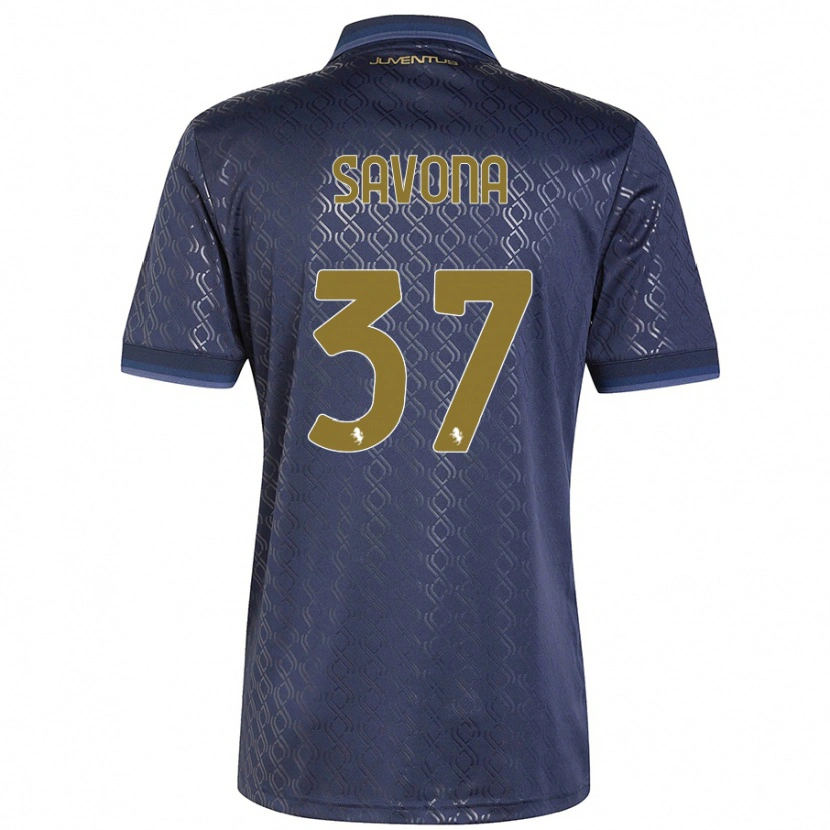 Danxen Hombre Camiseta Nicolò Savona #37 Azul Marino Equipación Tercera 2024/25 La Camisa México