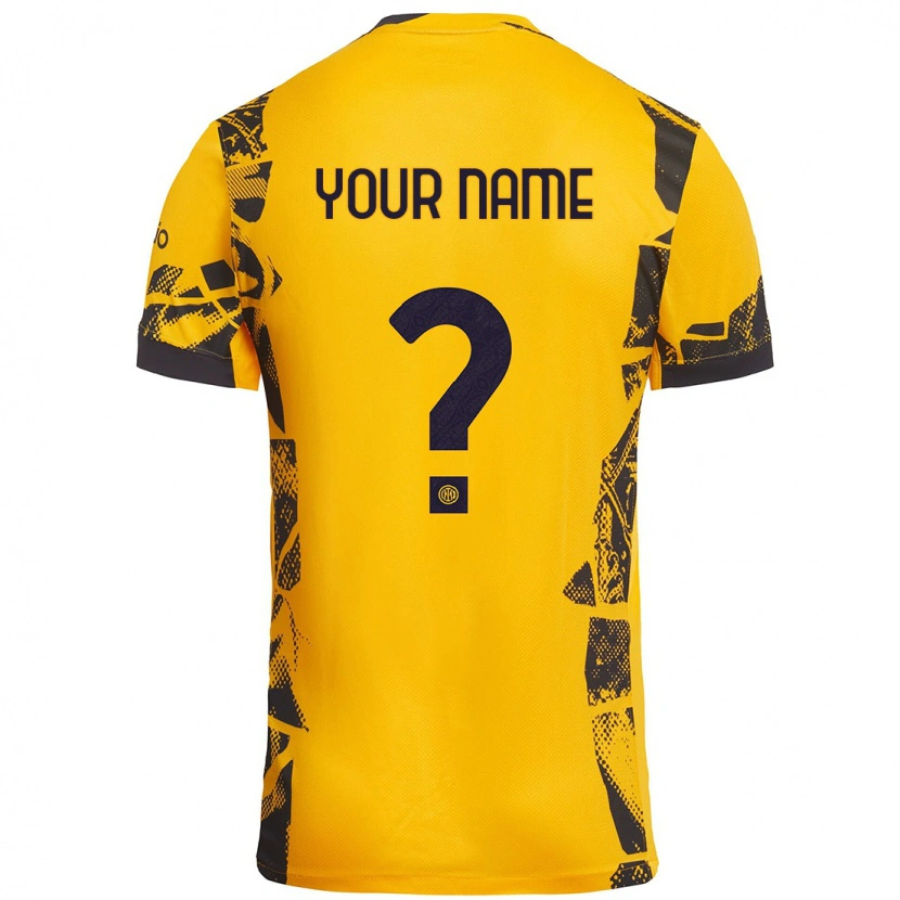 Danxen Hombre Camiseta Su Nombre #0 Dorado Negro Equipación Tercera 2024/25 La Camisa México