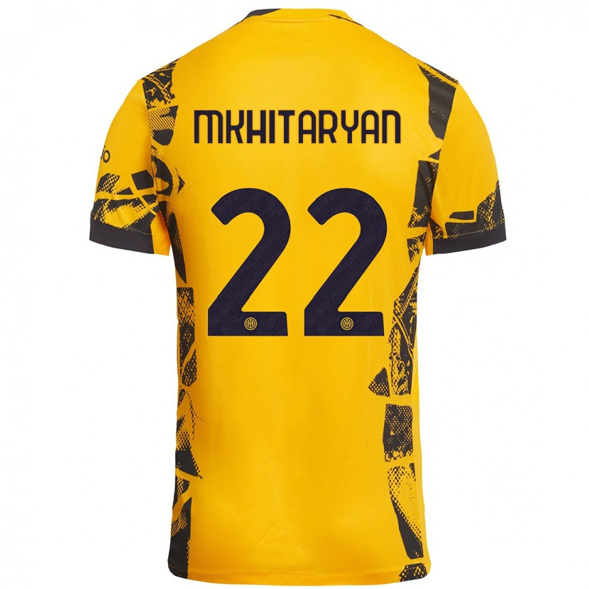 Danxen Hombre Camiseta Henrikh Mkhitaryan #22 Dorado Negro Equipación Tercera 2024/25 La Camisa México
