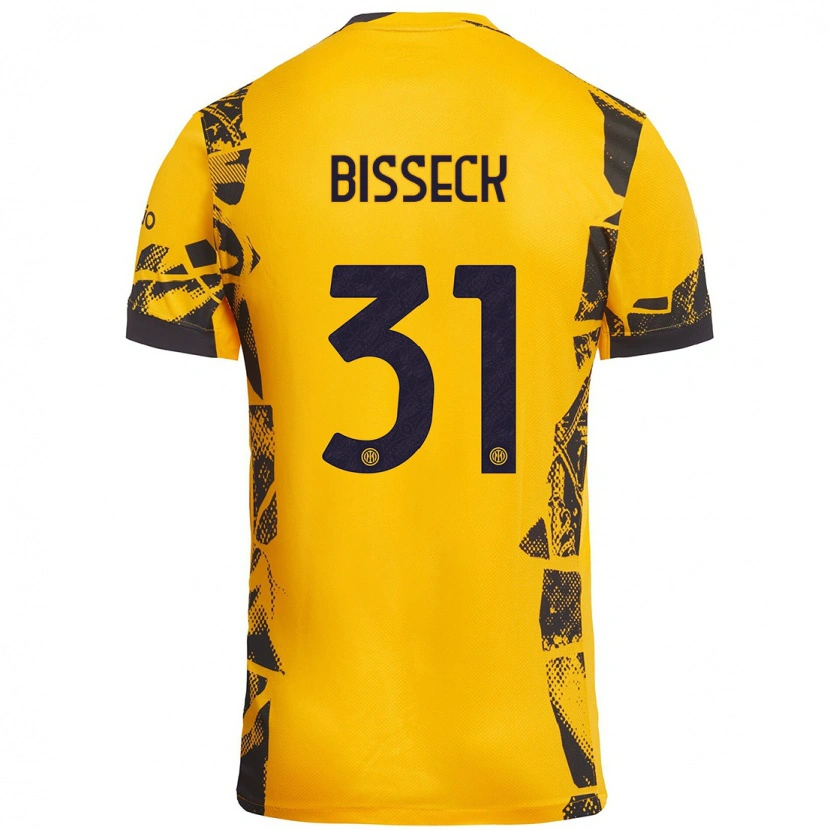 Danxen Hombre Camiseta Yann Bisseck #31 Dorado Negro Equipación Tercera 2024/25 La Camisa México