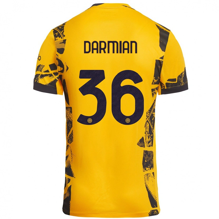 Danxen Hombre Camiseta Matteo Darmian #36 Dorado Negro Equipación Tercera 2024/25 La Camisa México
