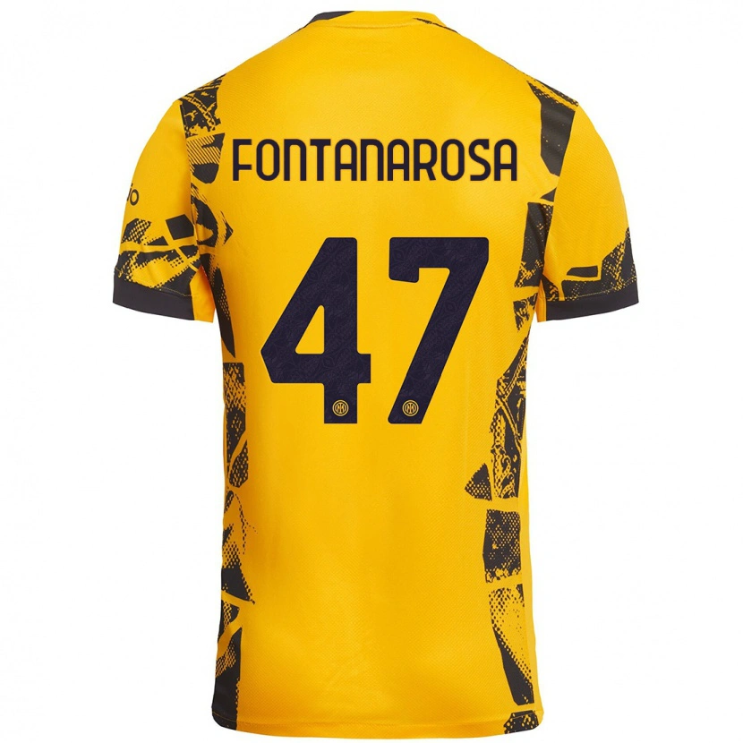 Danxen Hombre Camiseta Alessandro Fontanarosa #47 Dorado Negro Equipación Tercera 2024/25 La Camisa México