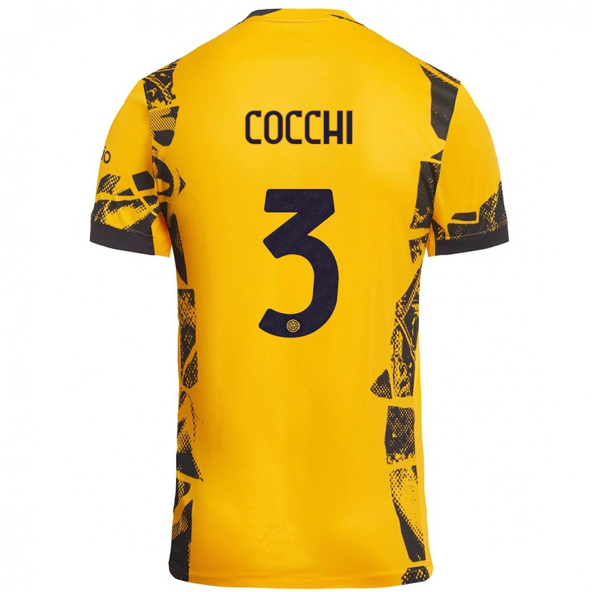 Danxen Hombre Camiseta Matteo Cocchi #3 Dorado Negro Equipación Tercera 2024/25 La Camisa México