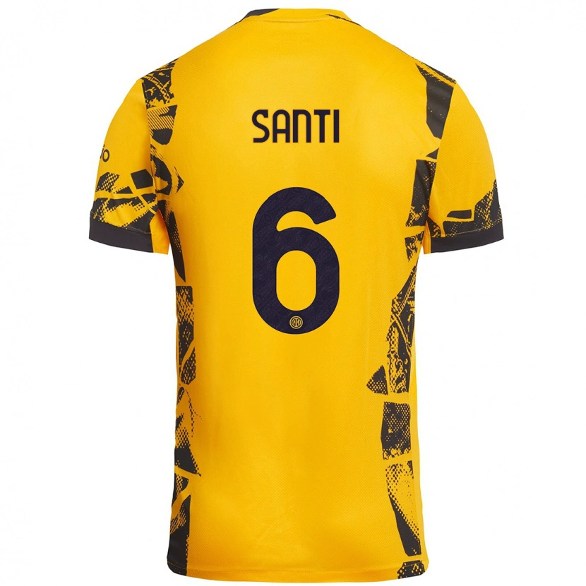 Danxen Hombre Camiseta Irene Santi #6 Dorado Negro Equipación Tercera 2024/25 La Camisa México