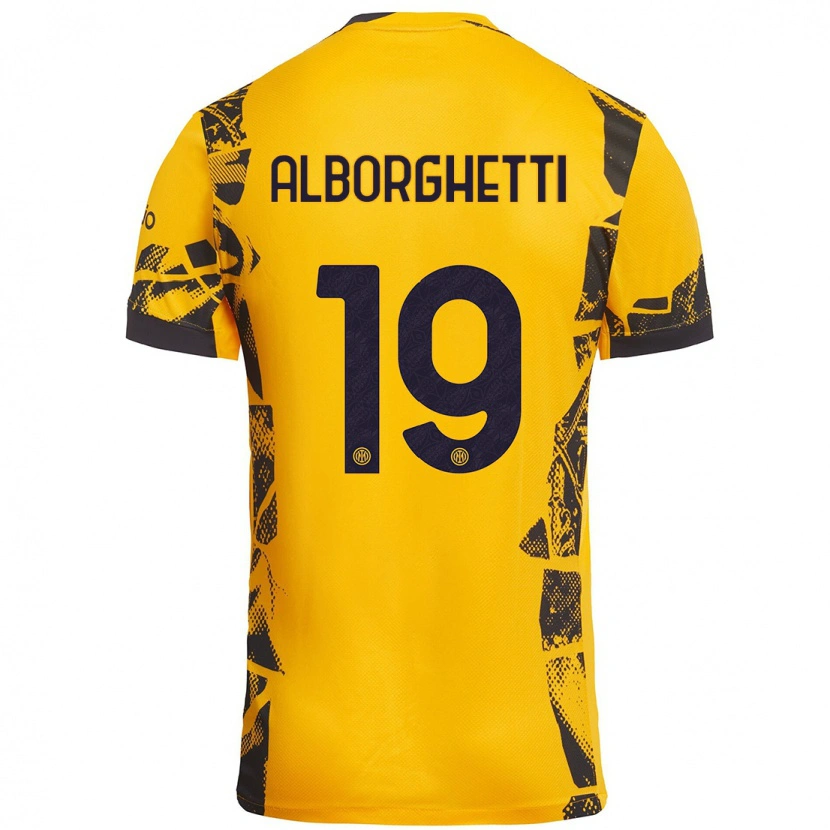 Danxen Hombre Camiseta Lisa Alborghetti #19 Dorado Negro Equipación Tercera 2024/25 La Camisa México