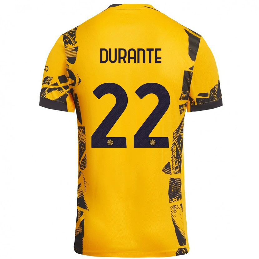 Danxen Hombre Camiseta Francesca Durante #22 Dorado Negro Equipación Tercera 2024/25 La Camisa México